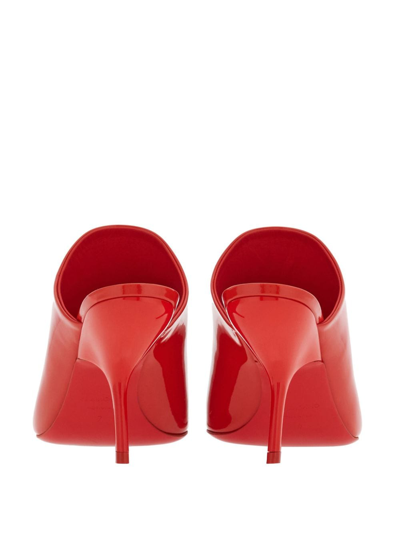 Shop Ferragamo 85mm Open-toe Slide Mules In Rot