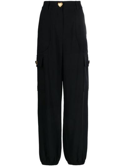 Shop Moschino High-waisted Cargo Trousers In Schwarz
