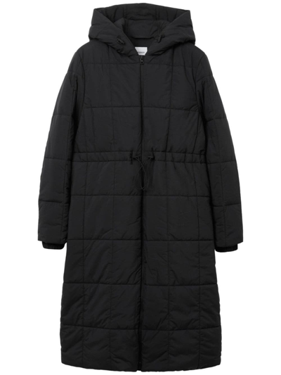 Shop Burberry Quilted Hooded Long-sleeve Coat In Schwarz