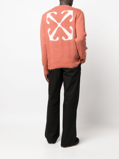 Off-white Intarsien-pullover Mit Pfeilen In Orange