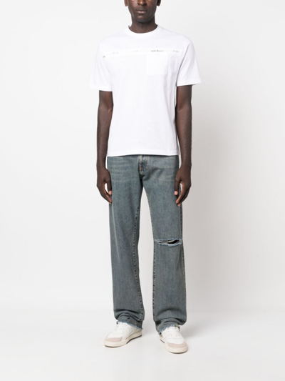 Palm Angels Logo-stripe Crew-neck T-shirt In Weiss