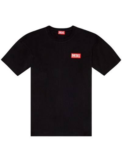 Shop Diesel T-nlabel-l1 Logo-appliqué T-shirt In Black