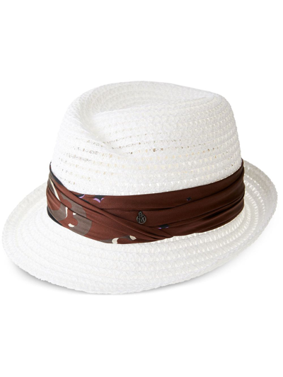 Shop Maison Michel Virginie Up Trilby Hat In White
