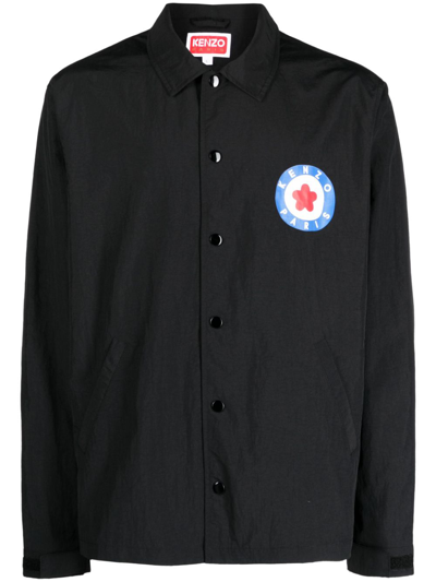 Shop Kenzo Target Logo-stamp Shirt Jacket In Schwarz