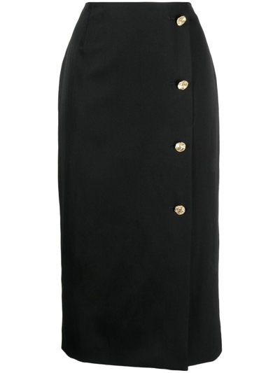 Shop Nina Ricci Button-fastening Wool Pencil Skirt In Black