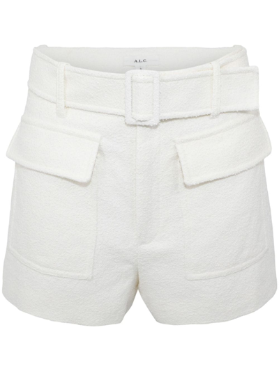 Shop A.l.c Oakland Textured Belted Shorts In White