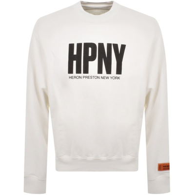 Heron Preston Flocked Logo Cotton Sweatshirt In White