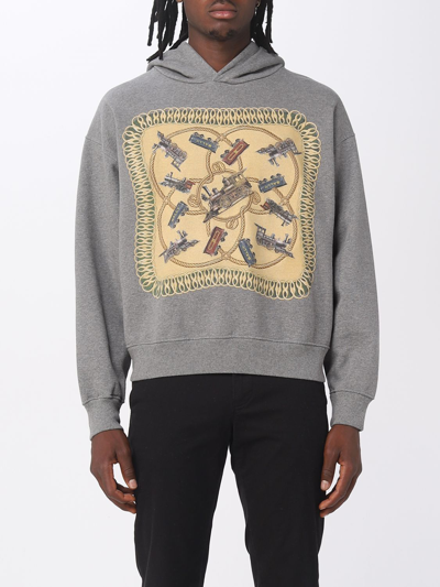 Shop Bally Cotton Sweatshirt With Graphic Print In Grey