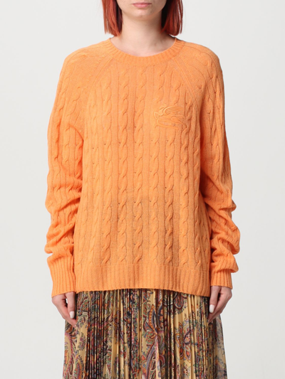 Shop Etro Sweater In Cashmere With Tricot Workmanship In Orange