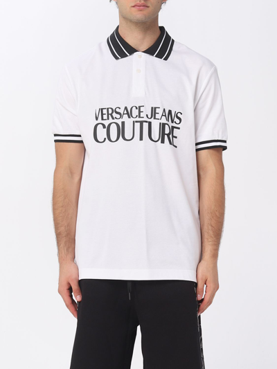 Shop Versace Jeans Couture Polo Shirt In Cotton With Logo In White