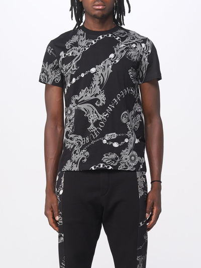 Shop Versace Jeans Couture T-shirt With Baroque Print In Black 1