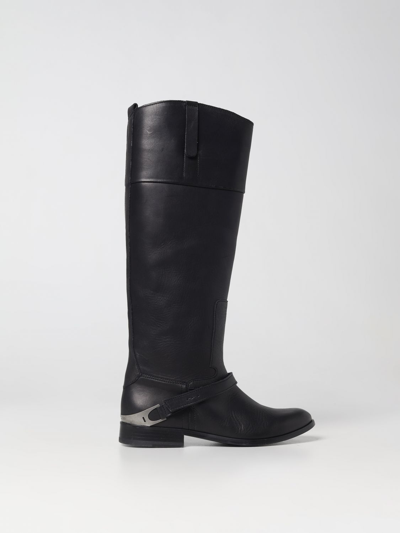 Shop Golden Goose Charlie Star Boots In Leather With Tape In Black