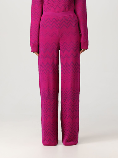 Shop Missoni Pants In Wool Blend With Pattern In Violet