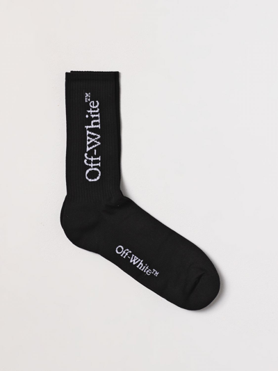 Shop Off-white Cotton Socks With Jacquard Logo In Black