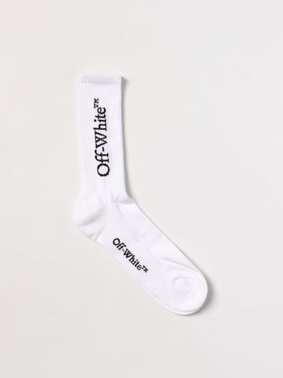 Shop Off-white Cotton Socks With Jacquard Logo In White