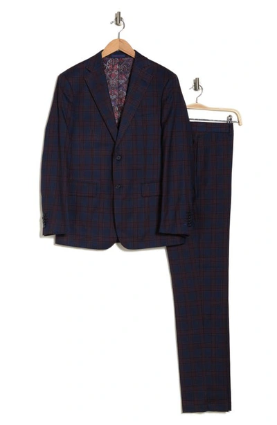 Shop English Laundry Trim Fit Plaid Two-button Suit In Blue