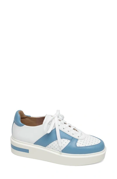 Shop Linea Paolo Kayleen Sneaker In Eggshell/ Cerulean Blue