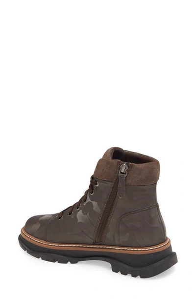 Linea Paolo Boca Lace-up Boot In Dark Brown Camo Print Leather