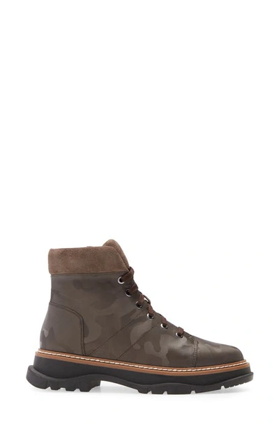 Linea Paolo Boca Lace-up Boot In Dark Brown Camo Print Leather