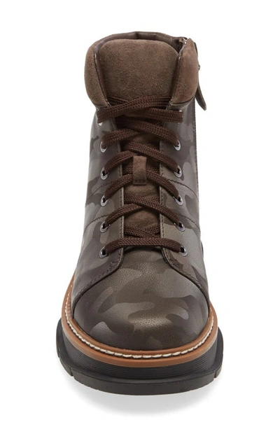 Linea Paolo Boca Lace-up Boot In Dark Brown Camo Print Leather