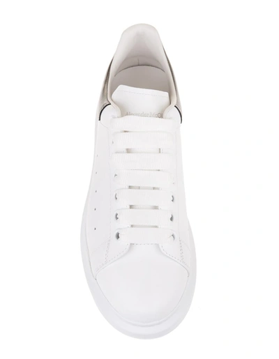 Shop Alexander Mcqueen Oversized Sneakers With Metallic Dark Grey Spoiler In White