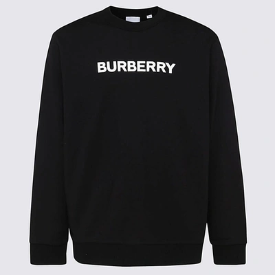 Shop Burberry Black And White Cotton Burlow Sweatshirt