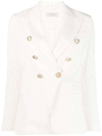 Shop Circolo 1901 Double Breasted Jacket In White