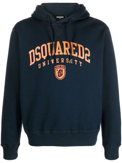 Shop Dsquared2 University Print Hoodie In Blue