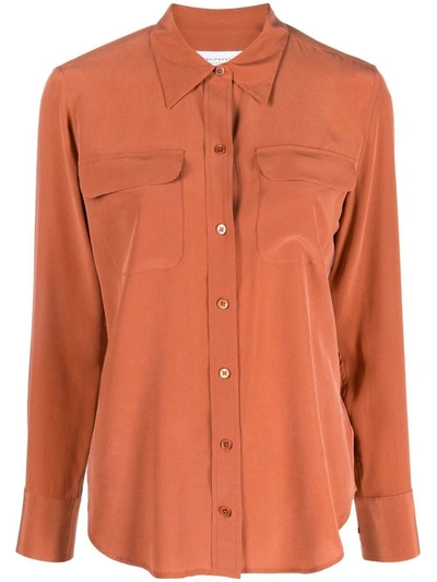 Shop Equipment Slim Silk Shirt In Orange