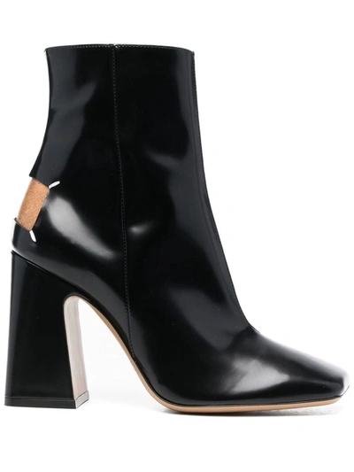Shop Maison Margiela Glossy Leather Ankle Boot In Black