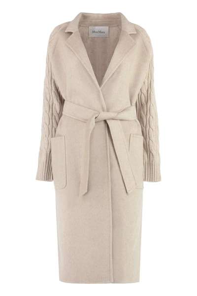 Shop Max Mara Hello Wool And Cashmere Coat In Pale Pink