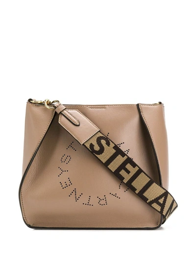 Shop Stella Mccartney Stella Logo Mini Crossbody Bag In Beige