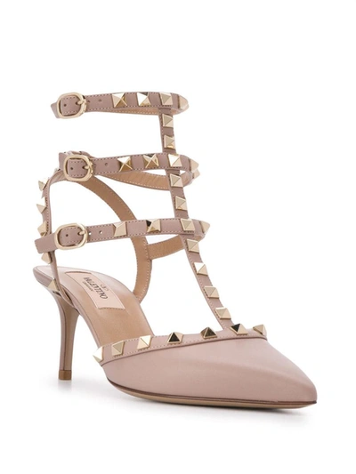 Valentino Garavani Rockstud Patent Leather Slingback Pumps In Neutral