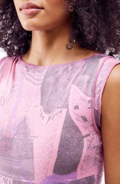 Shop Bdg Urban Outfitters Newsprint Tank In Pink