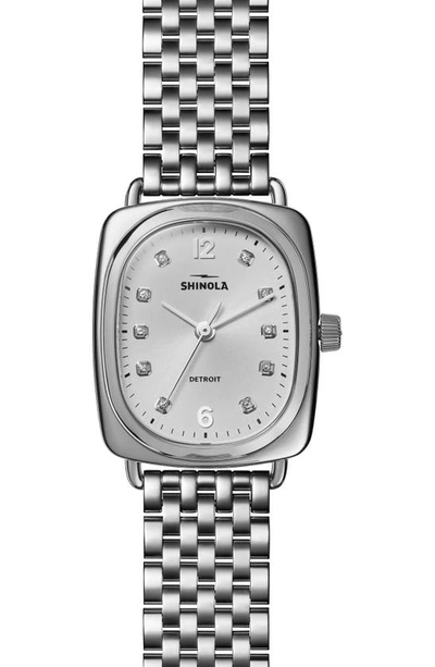 Shop Shinola Bixby Diamond Bracelet Watch, 34mm In Light Silver