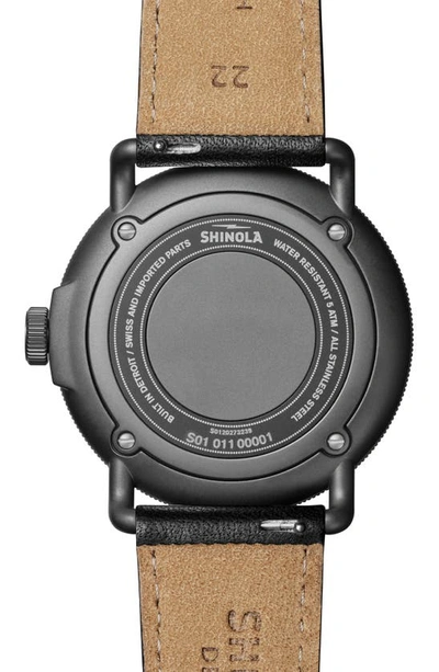 Shop Shinola The Canfield Model C56 Leather Strap Watch, 43mm In Black