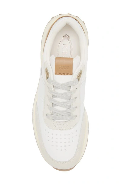 Shop Tod's Two-tone Leather Sneaker In Bianco/ Nocciola Chiaro