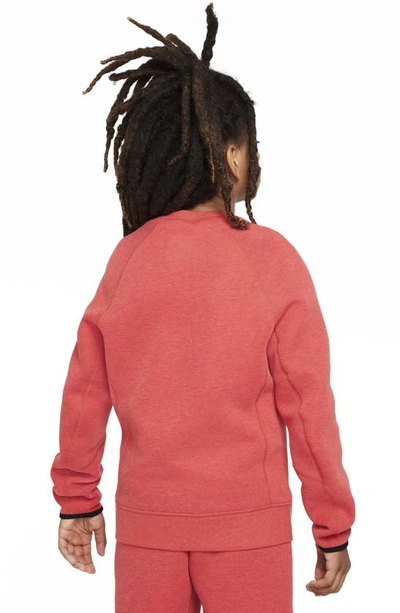 Shop Nike Kids' Tech Fleece Crewneck Sweatshirt In Light University Red/ Black