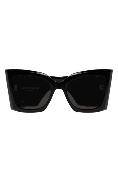 Shop Saint Laurent Blaze 54mm Cat Eye Sunglasses In Black