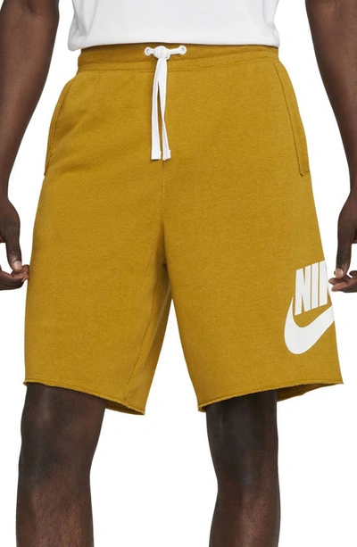 Shop Nike Club Alumni Sweat Shorts In Bronzine/ White/ White