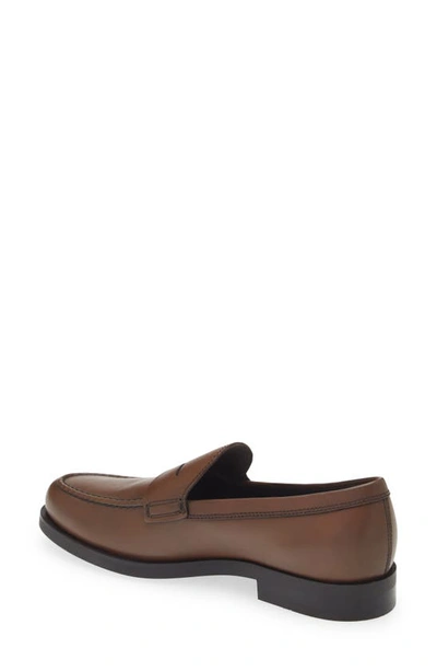 Tod's Penny Loafer Moccasin Shoes With Fine Stitching In Brown
