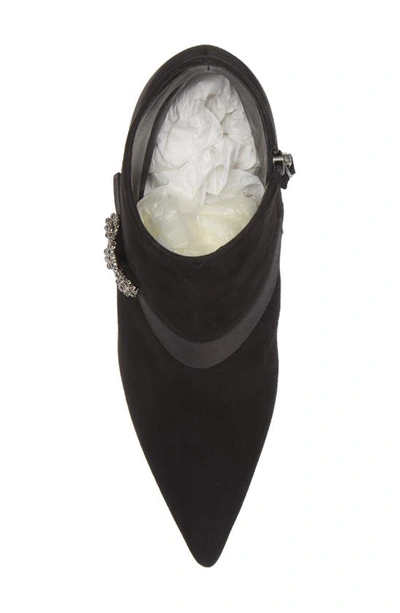 Shop Manolo Blahnik Plinianu Crystal Buckle Pointed Toe Bootie In Black