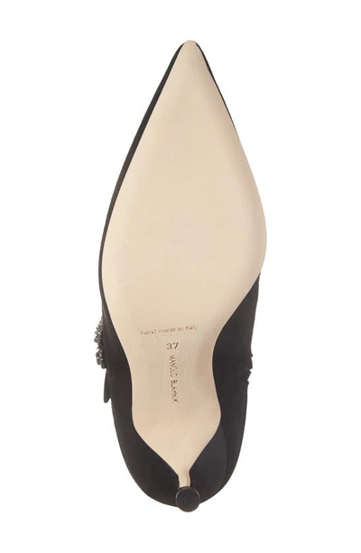 Manolo Blahnik Plinianu 90 Crystal-embellished Satin-trimmed Suede Ankle Boots In Black