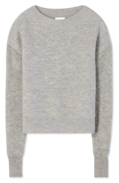 Shop St John St. John Collection Brushed Wool & Mohair Blend Sweater In Light Heather Gray
