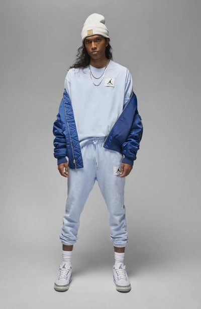 Shop Jordan Flight Essentials Oversize Cotton T-shirt In Ice Blue