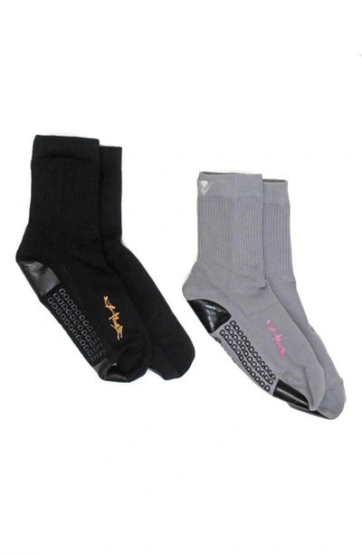 Shop Arebesk Birdie 2-pack Crew Socks In Black Gray