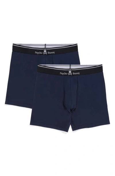 Shop Psycho Bunny 2-pack Stretch Cotton & Modal Boxer Briefs In Navy