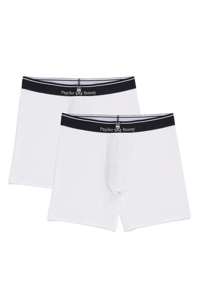 Shop Psycho Bunny 2-pack Stretch Cotton & Modal Boxer Briefs In White
