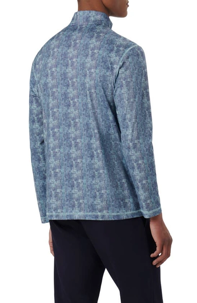 Bugatchi Anthony Ooohcotton® Abstract Print Quarter Zip Pullover In Aqua