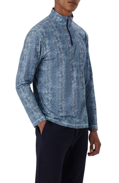 Bugatchi Anthony Ooohcotton® Abstract Print Quarter Zip Pullover In Aqua
